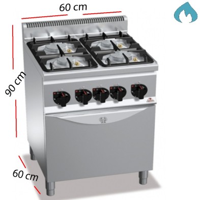 Cocina + Horno a Gas ECO sobremesa 4 Fuegos 22.5 Kw.