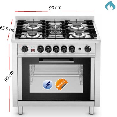 Cocina con Horno Eléctrico GN 1/1- 5 Fuegos 14.3 Kw.