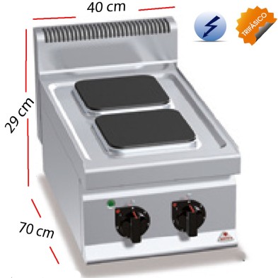Cocina Eléctrica Fondo 70 - 2 Fuegos 5.2 kw. E7PQ2B