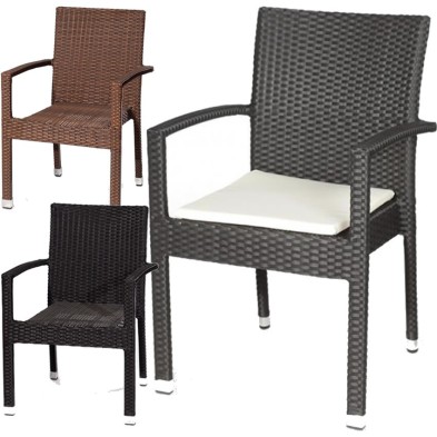 Sillón de bar de ratan con cojin ALCORA