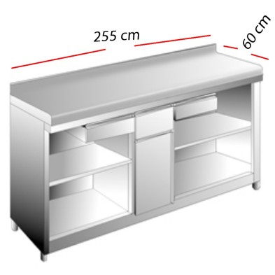 Mesas Cafeteras en Inox 255x60 - MAC-2560