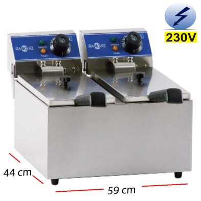 Freidora DOBLE Electrica Bar  6+6L.  6Kw.