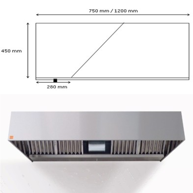 Campana inox ECO PLUS  400º 2H 9/9 3/4 de 100 x 120 cm.