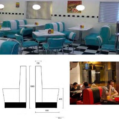 Bancos Dobles para restaurantes Tapizado- Madera- 37-Diner D