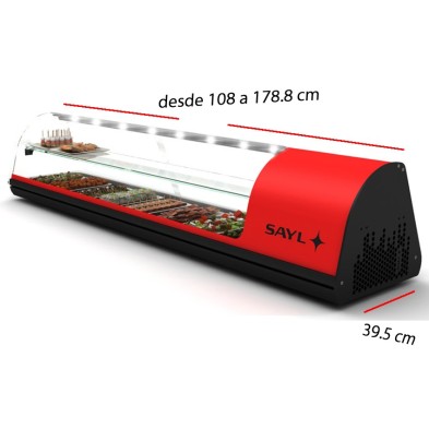 Vitrina doble de tapas fría desde 4 a 8 bandejas