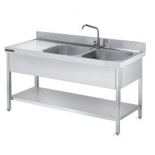 Fregadero industrial 140 x 70 cm con estante - 1 Cubeta y escurridor