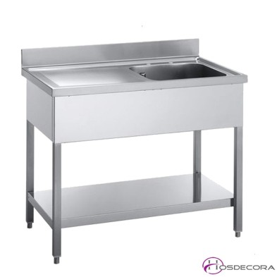 Fregadero inox  100 x 70 cm sin estante - 1 Cubeta esc Dcha