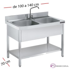 Fregadero inox 100 x 70 cm con estante - 1 Cubeta