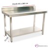 Mesa de trabajo inox con estante 55 cm- Largo de 60  a 280 cm.