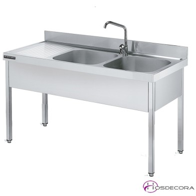 Fregadero inox 140 x 70 cm sin estante - 1 Cubeta