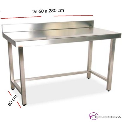 Mesa de trabajo con peto fondo 80 cm- Largo de 60  a 280 cm.