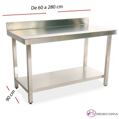 Mesa de trabajo estante y peto fondo 90 cm- Largo de 60  a 280 cm.