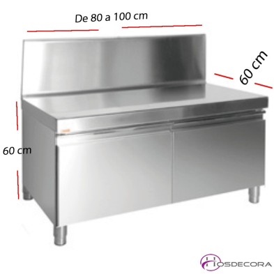 Mesa baja  inox Mural con Puerta  80x60 cm.