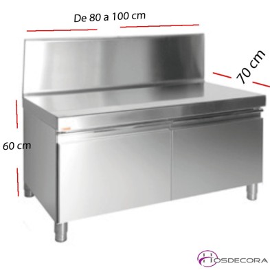 Mesa baja  inox Mural con Puerta  80x70 cm.