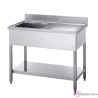 Fregadero industrial 120 x 55 cm Con estante - 1 Cubeta