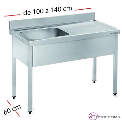 Fregadero inox  80 x 50 cm sin estante - 1 Cubeta esc Dcha