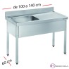 Fregadero inox  80 x 50 cm sin estante - 1 Cubeta esc Dcha