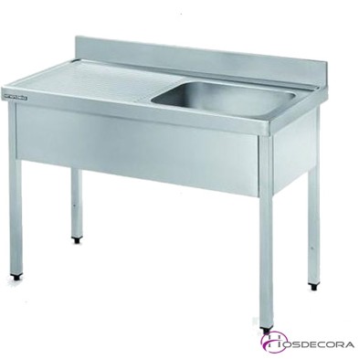 Fregadero inox  80 x 50 cm sin estante - 1 Cubeta esc Dcha