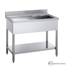 Fregadero inox  100 x 60 cm con estante - 1 Cubeta esc Dcha