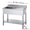 Fregadero inox  100 x 60 cm con estante - 1 Cubeta esc Dcha