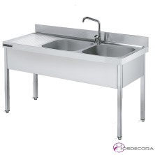 Fregadero inox  130 x 60 cm sin estante - 1 Cubeta esc Dcha