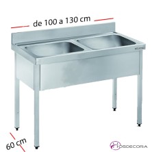Fregadero inox  80 x 50 cm sin estante - 2 Cubeta 