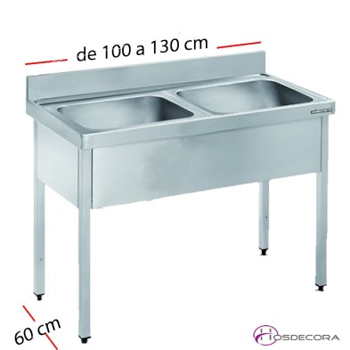 Fregadero inox  80 x 50 cm sin estante - 2 Cubeta 