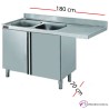 Fregadero inox para lavavajillas cerrado 180 x 60 cm -2 pozas