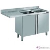 Fregadero inox para lavavajillas cerrado 180 x 60 cm -2 pozas