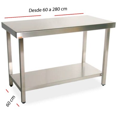 Mesa de trabajo central-estante fondo 60 cm- Largo desde 60 cm.