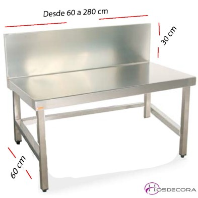 Mesa BAJA con peto fondo 60 cm- Largo desde 60 cm.