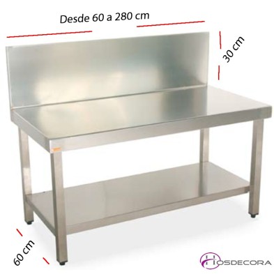 Mesa BAJA de trabajo peto-estante fondo 60 cm- Largo desde 60 cm.