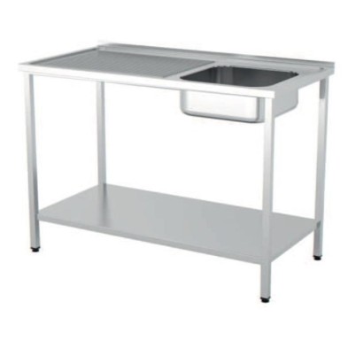 Fregadero con estante MONTADO fondo 60 cm- Largo de 100 a 140 cm.