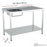 Fregadero con estante MONTADO fondo 70 cm- Largo de 100 a 140 cm.