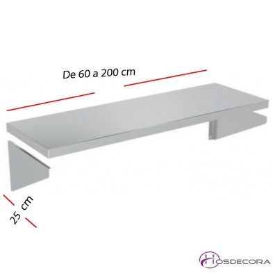 Estante liso de pared fondo 250 cm- Largo de 60 a 200 cm.