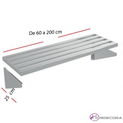 Estante perforado de pared fondo 25 cm- Largo de 60 a 200 cm.