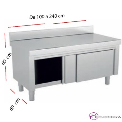 Mesa baja con peto y Puertas correderas desde 100 a 240 cm. Fondo 60 cm.