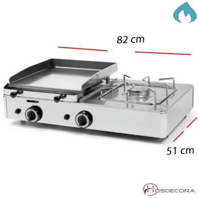 Plancha  Industrial con fuego placa acero 820x510-6mm- FUGGP6.4F