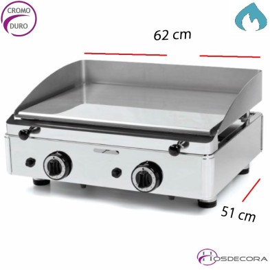 Plancha Hostelería a Gas Acero Inox 620x510-15mm- FUGGP15.6