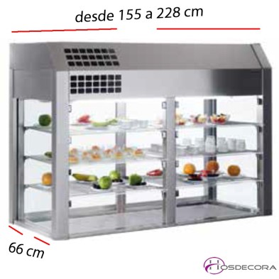 Vitrina refrigerada 3 niveles con BASE desde 155 a 228 cm.