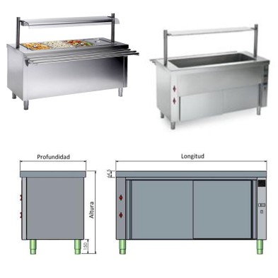 Mesas Sel-service Placa fría desde 120 a 230 cm.
