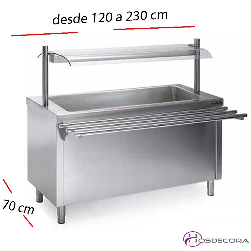 Mesas Sel-service Baño María SECO desde 120 a 230 cm.