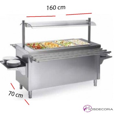 Isla central Baño María 4 GN 1/1 -160 x 70 cm.