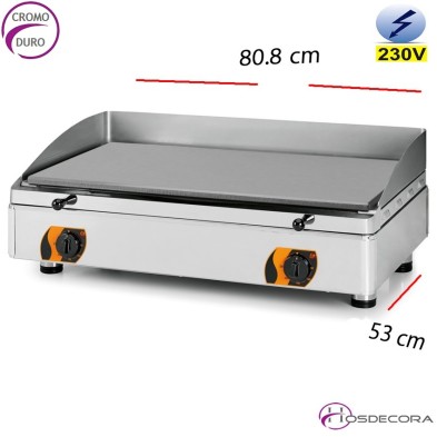 Plancha Electrica restaurante cromo 808x530-15mm espesor