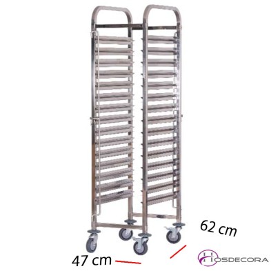 Carro para bandejas 15 Guias para GN 1/1 Inox