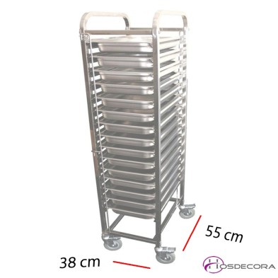 Carro Acero Inox 3 Baldas 86x54x94 - Carga 60 Kg.