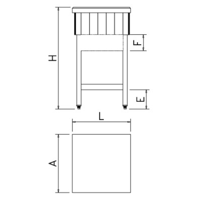 Tajo de madera con faldón 45 x 45 - 45 kg FI031104