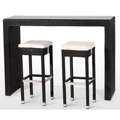 Mesa Alta con Cristal Rattan sintético 150x50 - FARGO