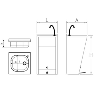 Lavamanos de cocina con agua fría y caliente mediante pedal. 06-061004