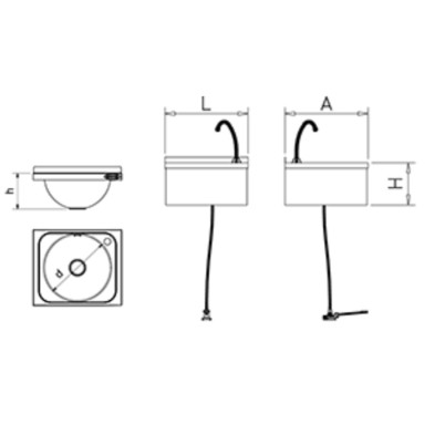 Lavamanos mural doble pedal agua fría y caliente en inox FI061208